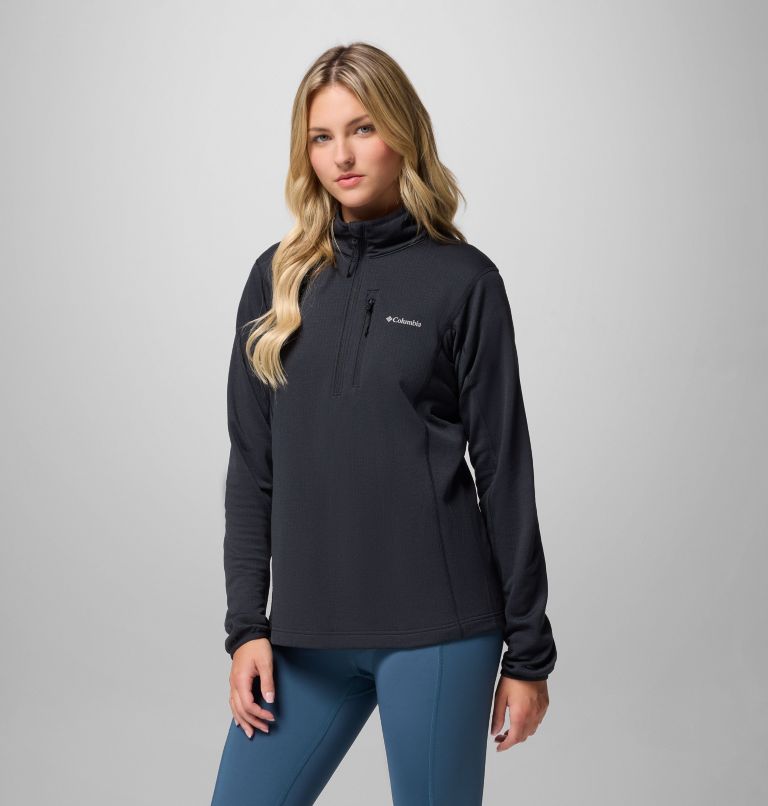 Women's Essential Hike Grid Fleece Half Zip Jacket, Color: Black, image 4