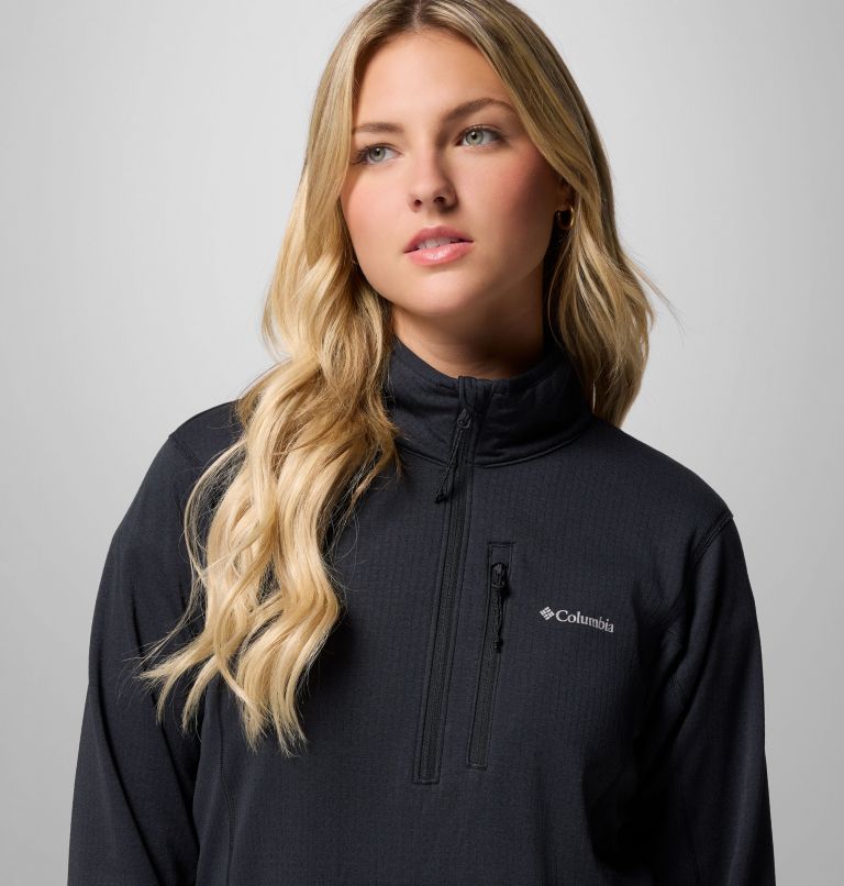 Women's Essential Hike Grid Fleece Half Zip Jacket, Color: Black, image 6