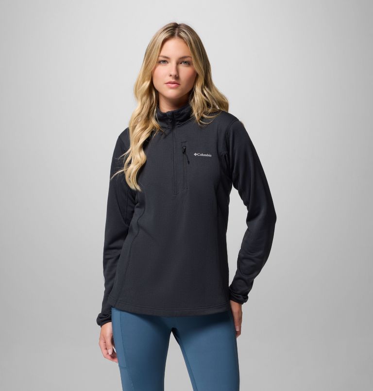 Women's Essential Hike Grid Fleece Half Zip Jacket, Color: Black, image 1