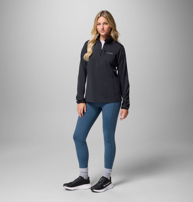 Women's Essential Hike Grid Fleece Half Zip Jacket, Color: Black, image 2