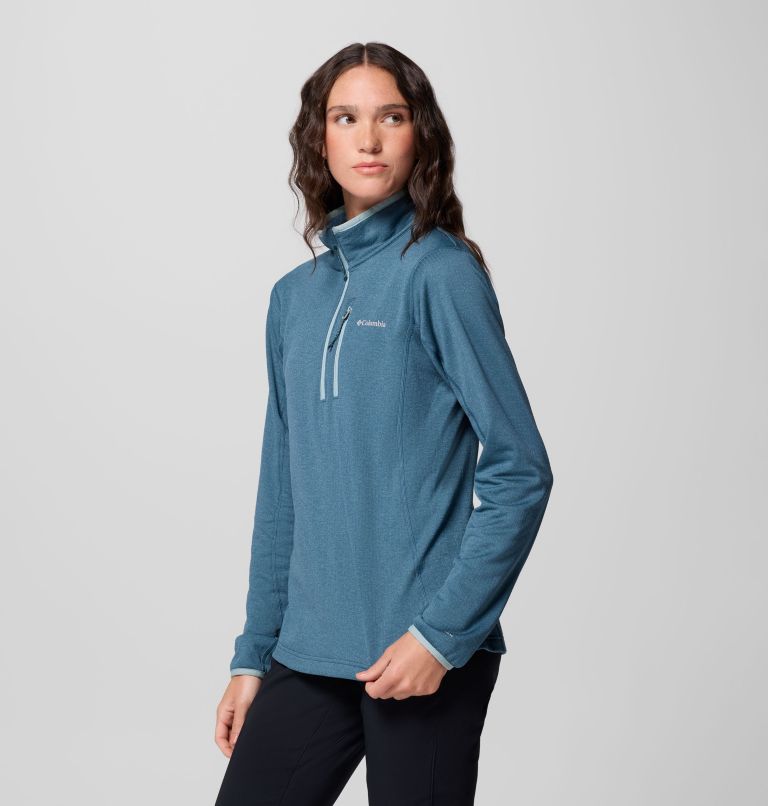 Women's Essential Hike Grid Fleece Half Zip Jacket, Color: Everblue, Crushed Blue, image 4