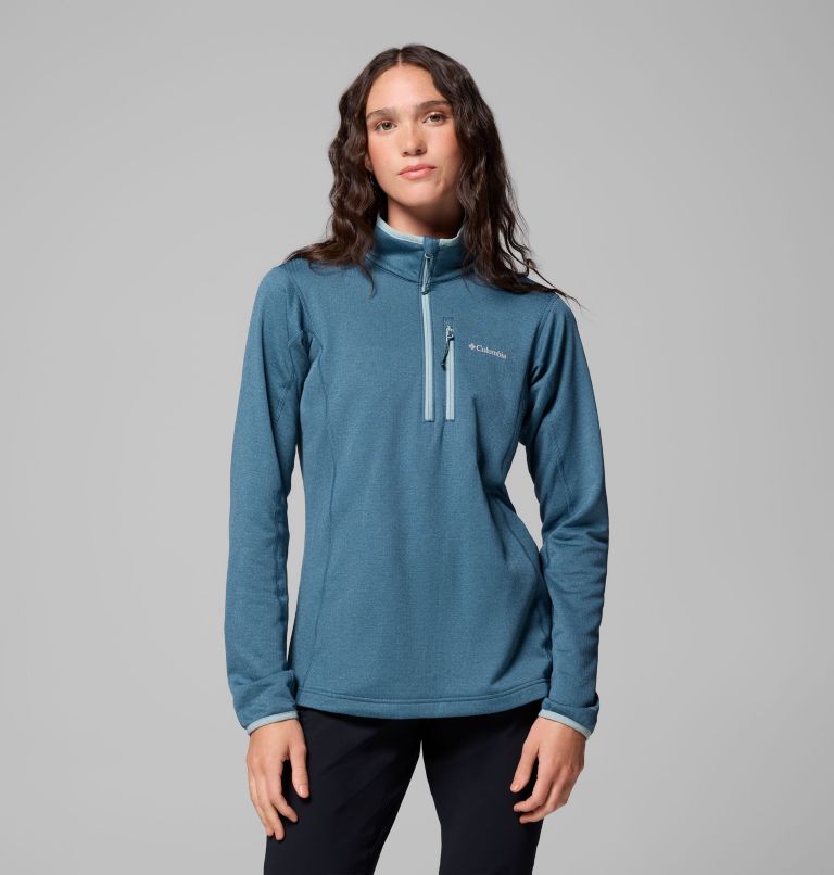 Women's Essential Hike Grid Fleece Half Zip Jacket, Color: Everblue, Crushed Blue, image 1