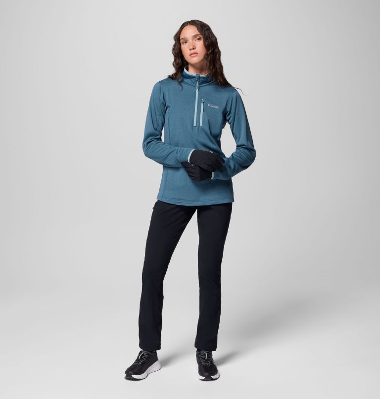 Women's Essential Hike Grid Fleece Half Zip Jacket, Color: Everblue, Crushed Blue, image 2
