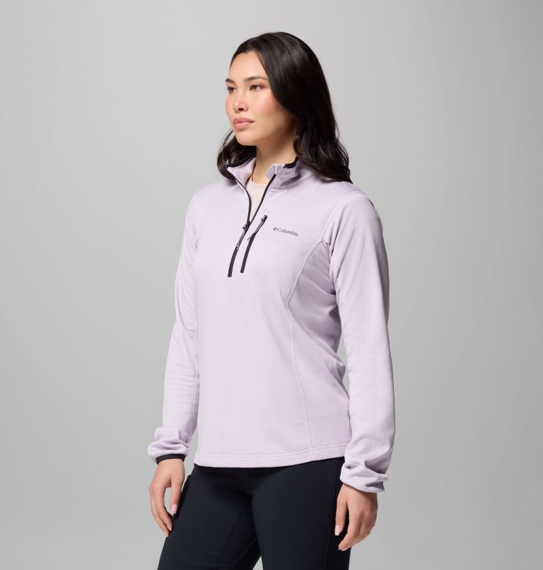 Women's Essential Hike Grid Fleece Half Zip Jacket, Color: Lavender Pearl, Black, image 4