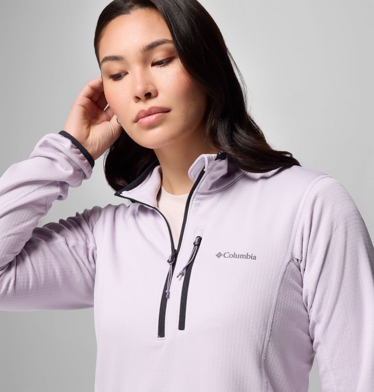 Women's Essential Hike Grid Fleece Half Zip Jacket, Color: Lavender Pearl, Black, image 6