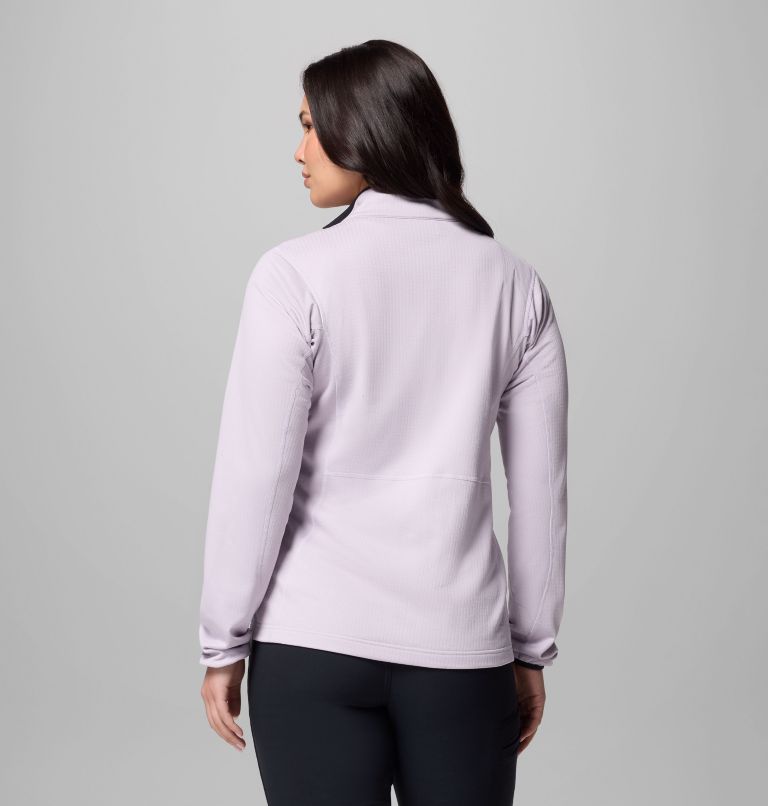 Women's Essential Hike Grid Fleece Half Zip Jacket, Color: Lavender Pearl, Black, image 3