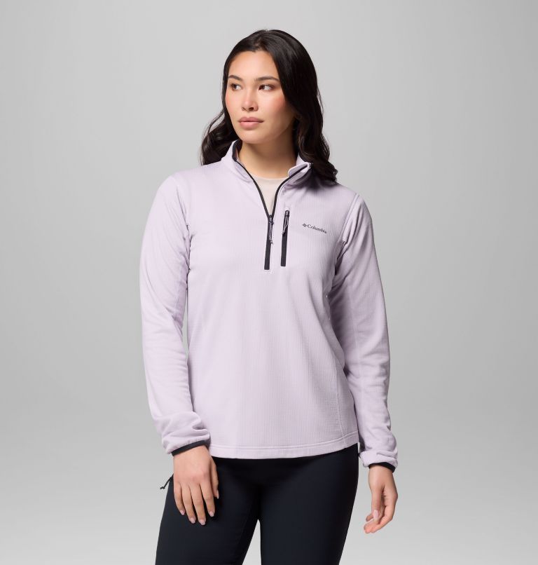 Women's Essential Hike Grid Fleece Half Zip Jacket, Color: Lavender Pearl, Black, image 1