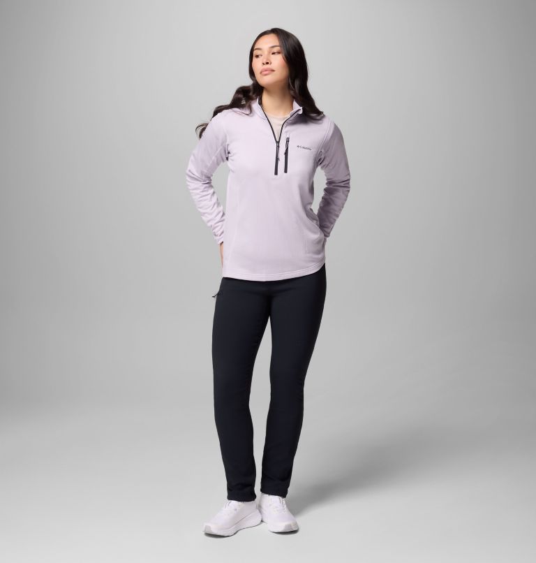 Women's Essential Hike Grid Fleece Half Zip Jacket, Color: Lavender Pearl, Black, image 2