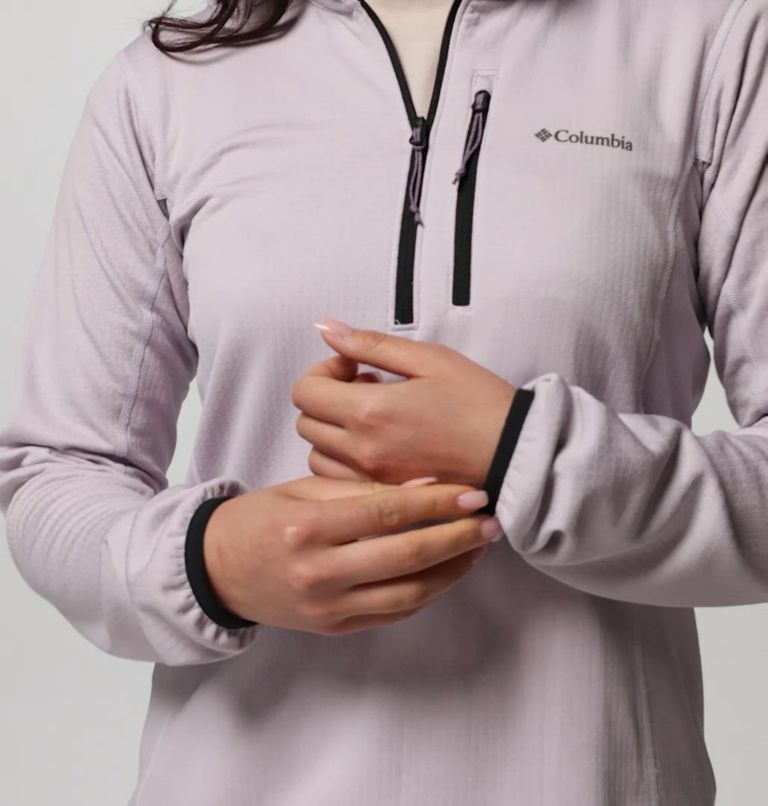 Women's Essential Hike Grid Fleece Half Zip Jacket, Color: Lavender Pearl, Black