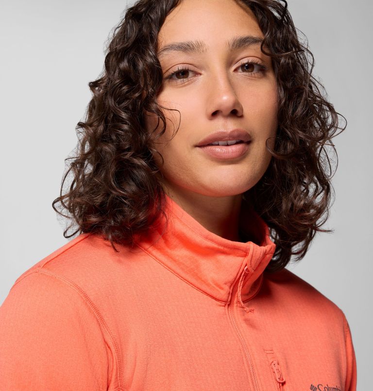 Women's Essential Hike Grid Fleece Half Zip Jacket, Color: Zing, image 6