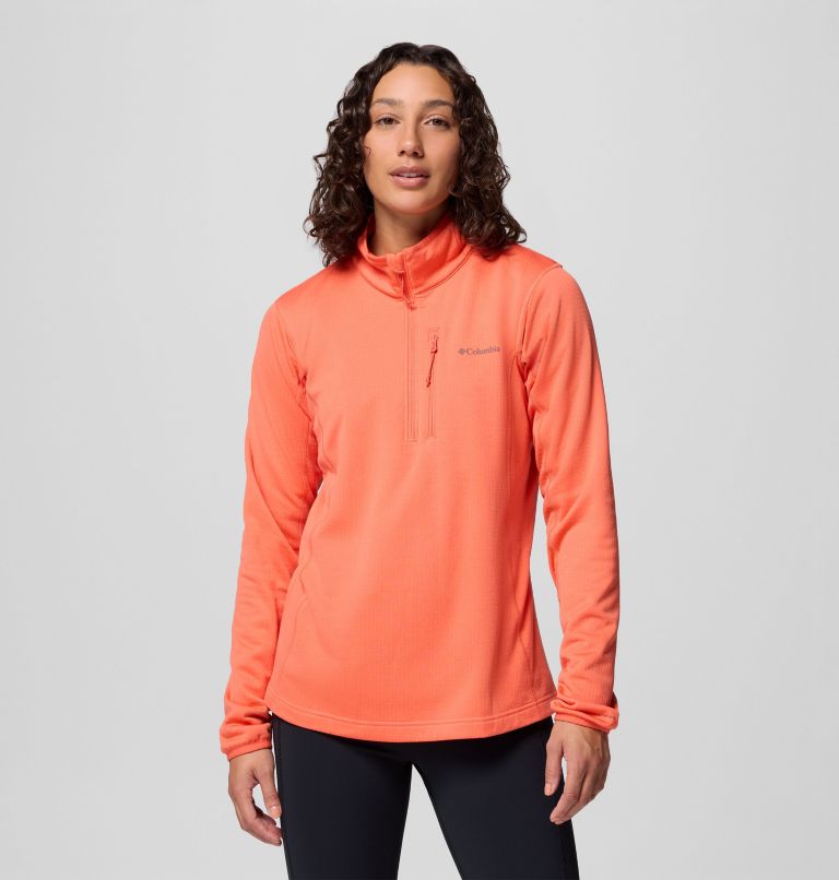 Women's Essential Hike Grid Fleece Half Zip Jacket, Color: Zing, image 1