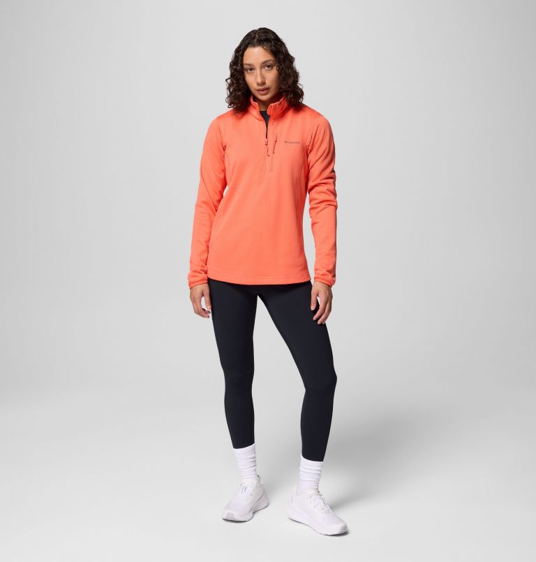 Women's Essential Hike Grid Fleece Half Zip Jacket, Color: Zing, image 2