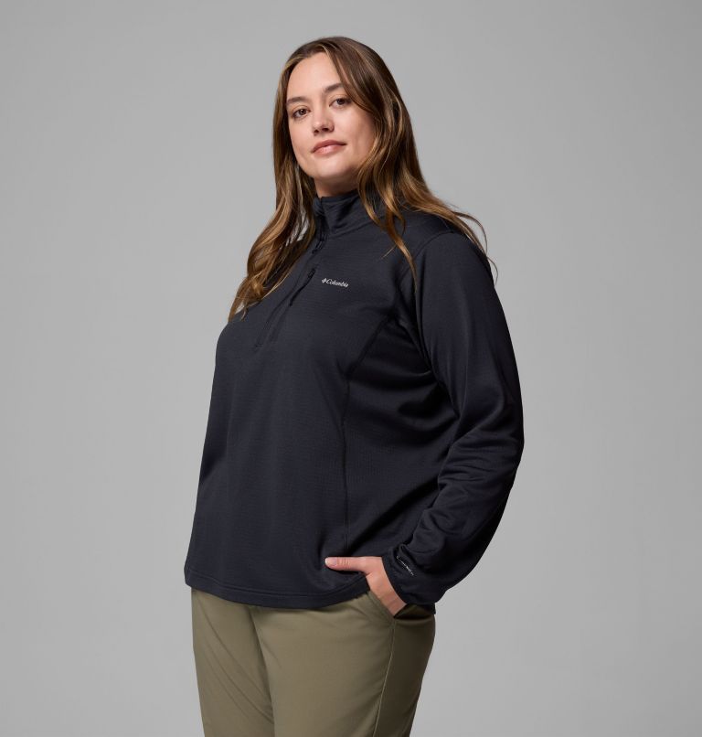 Women's Essential Hike Grid Fleece Half Zip Jacket - Plus Size, Color: Black, image 4