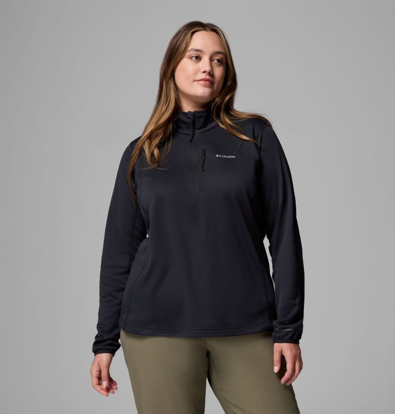 Women's Essential Hike Grid Fleece Half Zip Jacket - Plus Size, Color: Black, image 1
