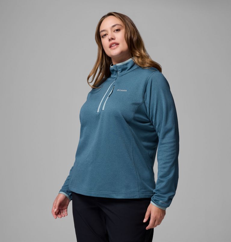 Women's Essential Hike Grid Fleece Half Zip Jacket - Plus Size, Color: Everblue, Crushed Blue, image 4