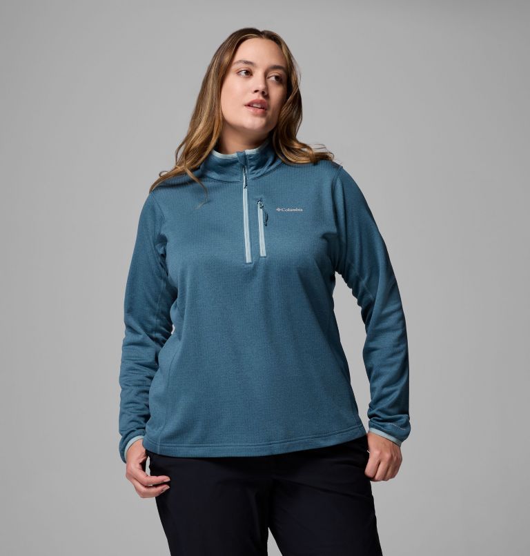 Women's Essential Hike Grid Fleece Half Zip Jacket - Plus Size, Color: Everblue, Crushed Blue, image 1