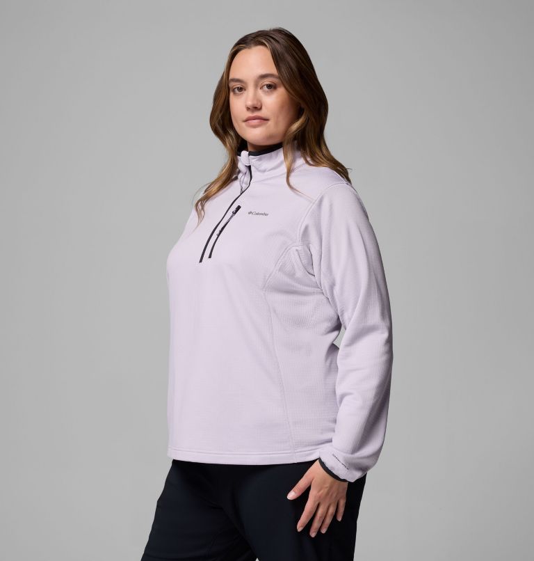 Women's Essential Hike Grid Fleece Half Zip Jacket - Plus Size, Color: Lavender Pearl, Black, image 4