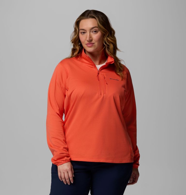 Women's Essential Hike Grid Fleece Half Zip Jacket - Plus Size, Color: Zing, image 1