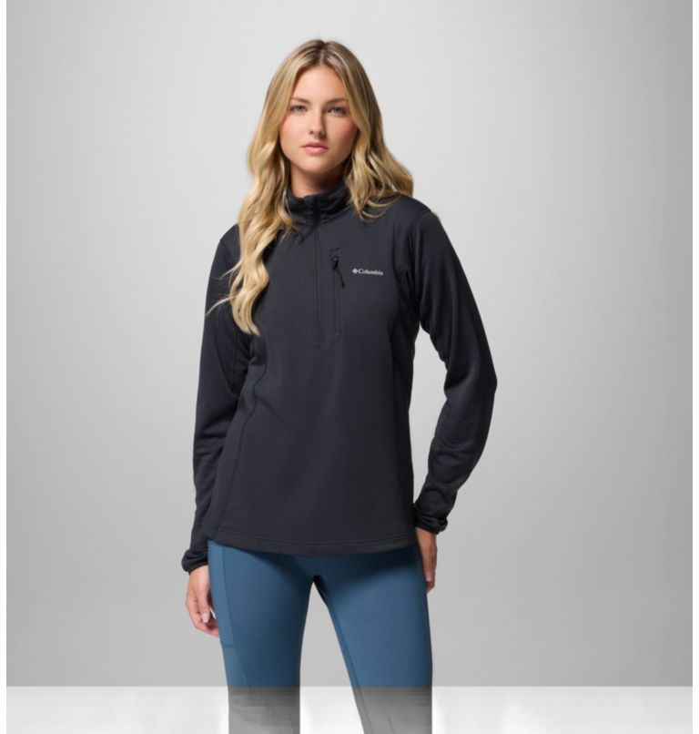 Women's Essential Hike Half Zip Fleece, Color: Black, image 1
