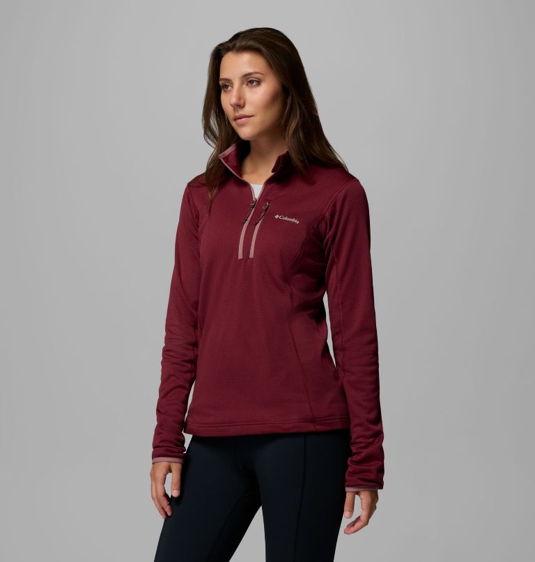 Women's Essential Hike Half Zip Fleece, Color: Rich Wine, Fig, image 4