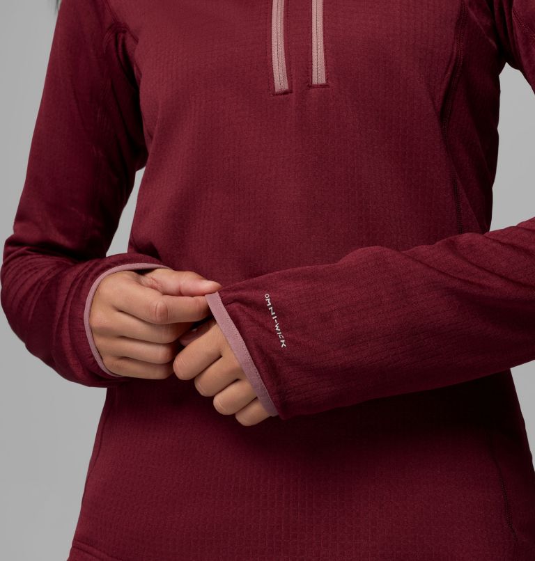 Women's Essential Hike Half Zip Fleece, Color: Rich Wine, Fig, image 7