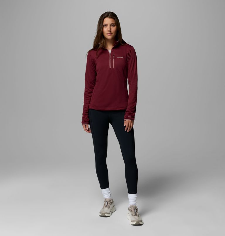Women's Essential Hike Half Zip Fleece, Color: Rich Wine, Fig, image 2