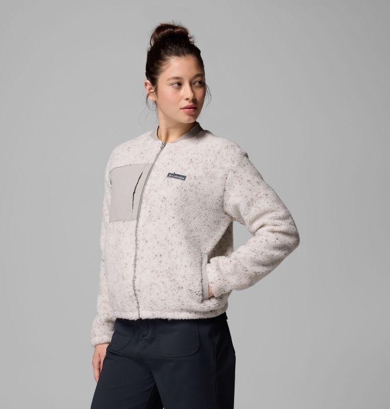 Women's Stellar Path Fleece Bomber Full Zip Jacket, Color: Dark Stone, Flint Grey, image 4