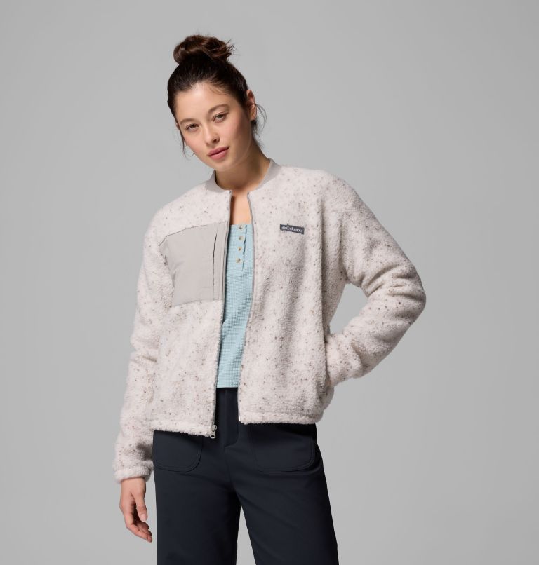 Women's Stellar Path Fleece Bomber Full Zip Jacket, Color: Dark Stone, Flint Grey, image 5