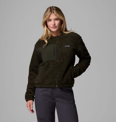Women's Stellar Path Fleece Bomber Full Zip Jacket, Color: Greenscape, image 5