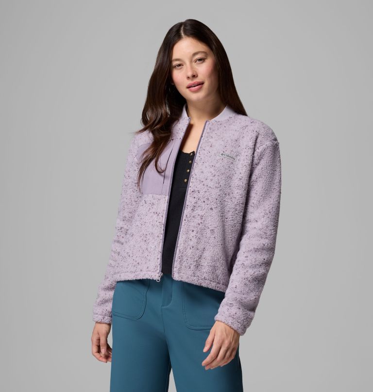 Women's Stellar Path Fleece Bomber Full Zip Jacket, Color: Lavender Pearl, Shale Purple, image 5