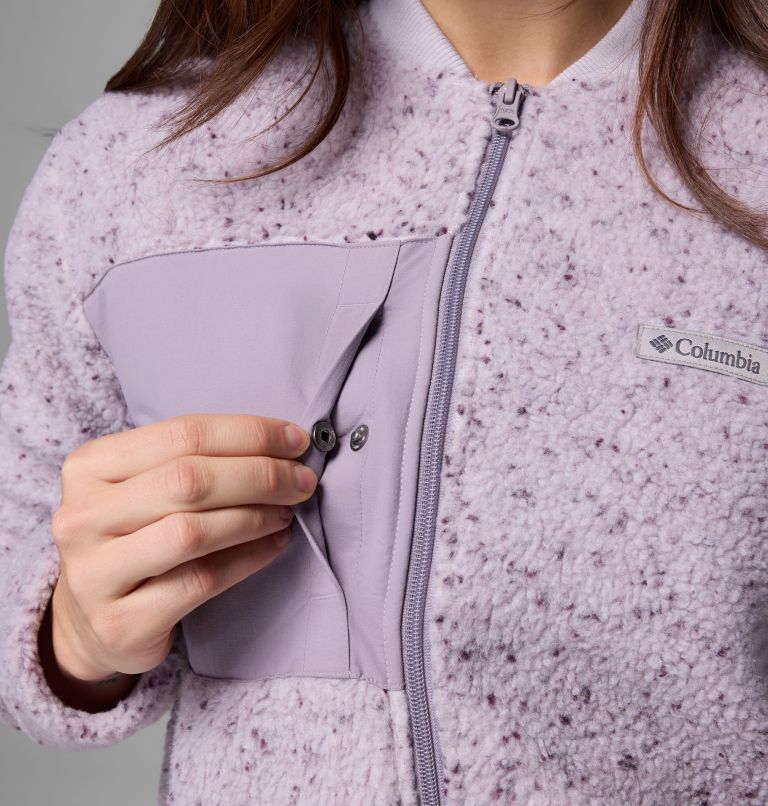 Women's Stellar Path Fleece Bomber Full Zip Jacket, Color: Lavender Pearl, Shale Purple, image 7
