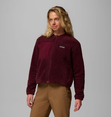 Women's Stellar Path Fleece Bomber Full Zip Jacket, Color: Rich Wine, image 16