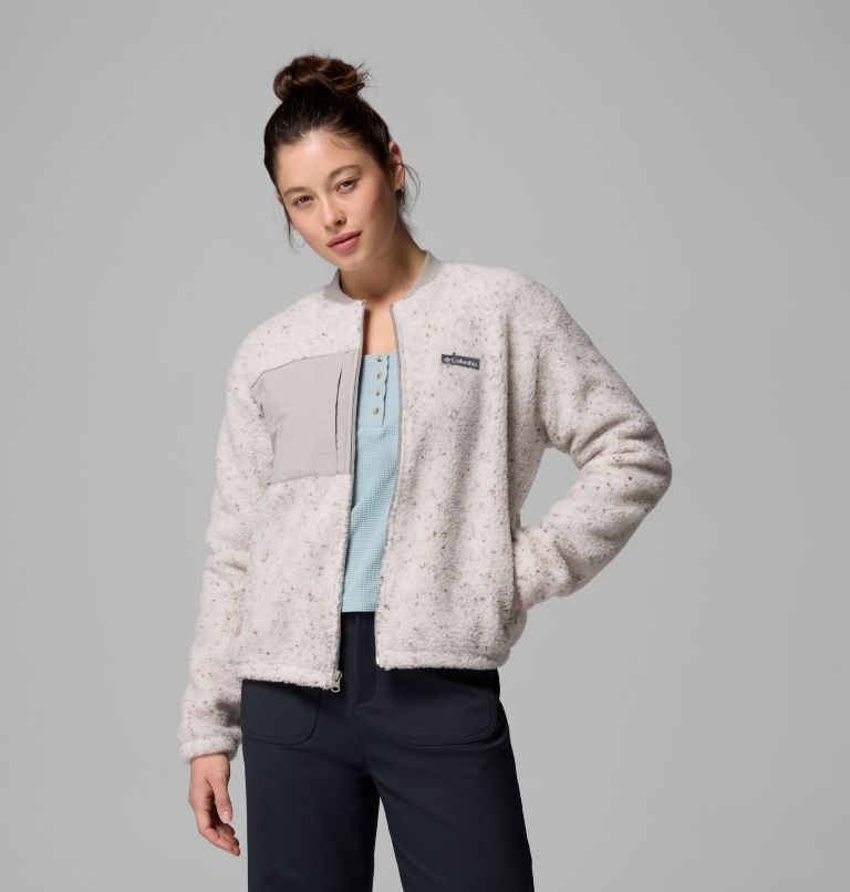 Women's Stellar Path Fleece Bomber Jacket, Color: Dark Stone, Flint Grey, image 5