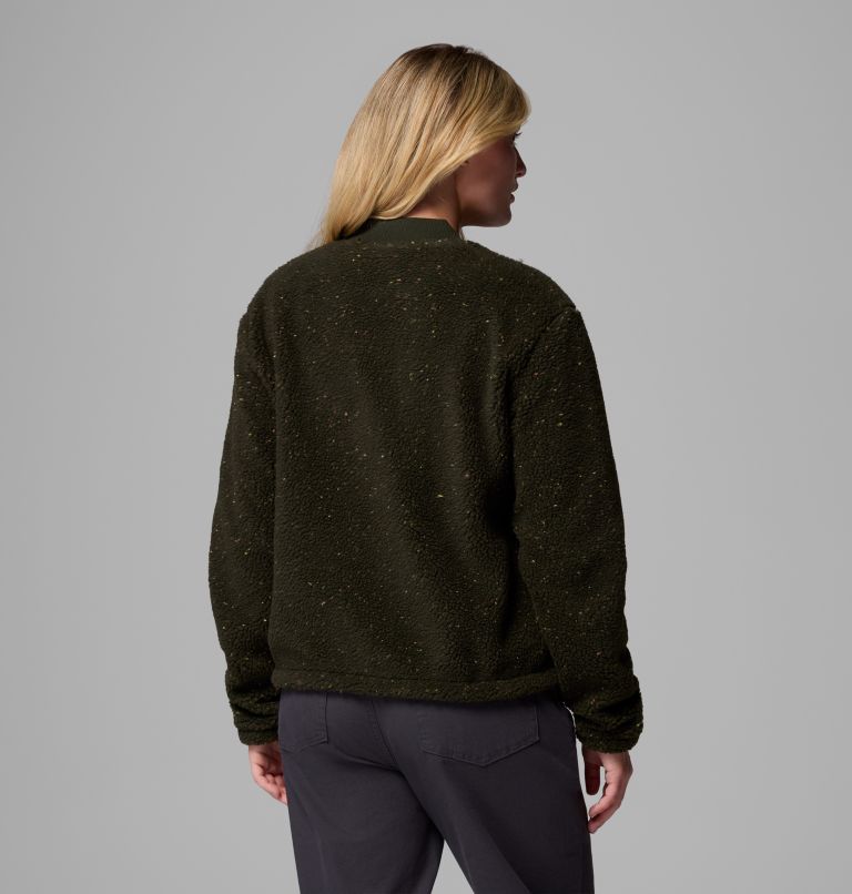 Women's Stellar Path Fleece Bomber Jacket, Color: Greenscape, image 3