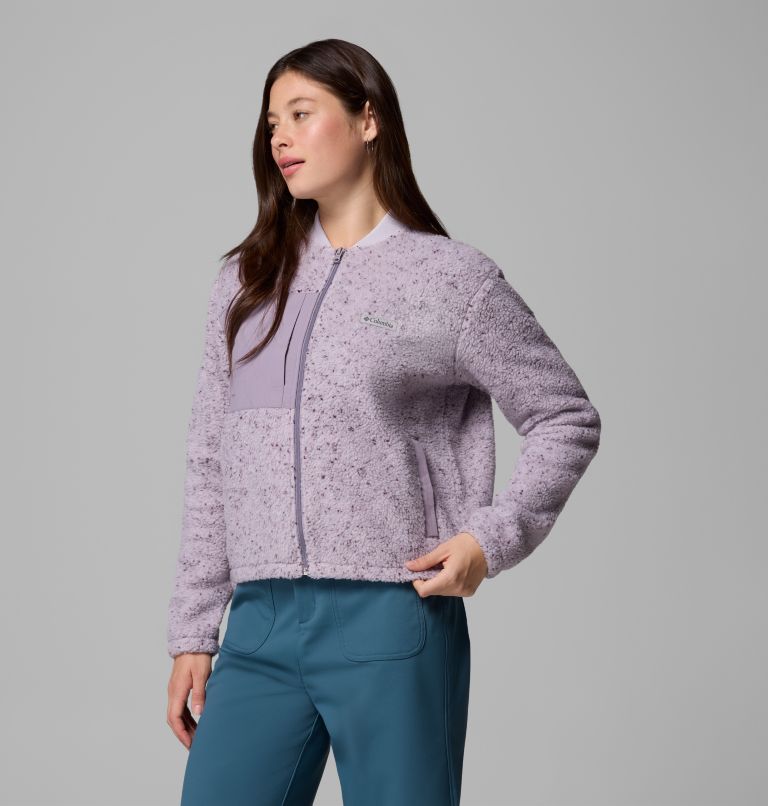 Women's Stellar Path Fleece Bomber Jacket, Color: Lavender Pearl, Shale Purple, image 4