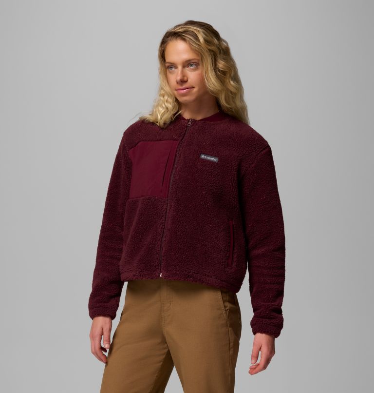 Women's Stellar Path Fleece Bomber Jacket, Color: Rich Wine, image 4