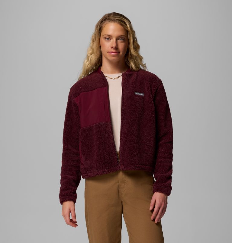 Women's Stellar Path Fleece Bomber Jacket, Color: Rich Wine, image 5