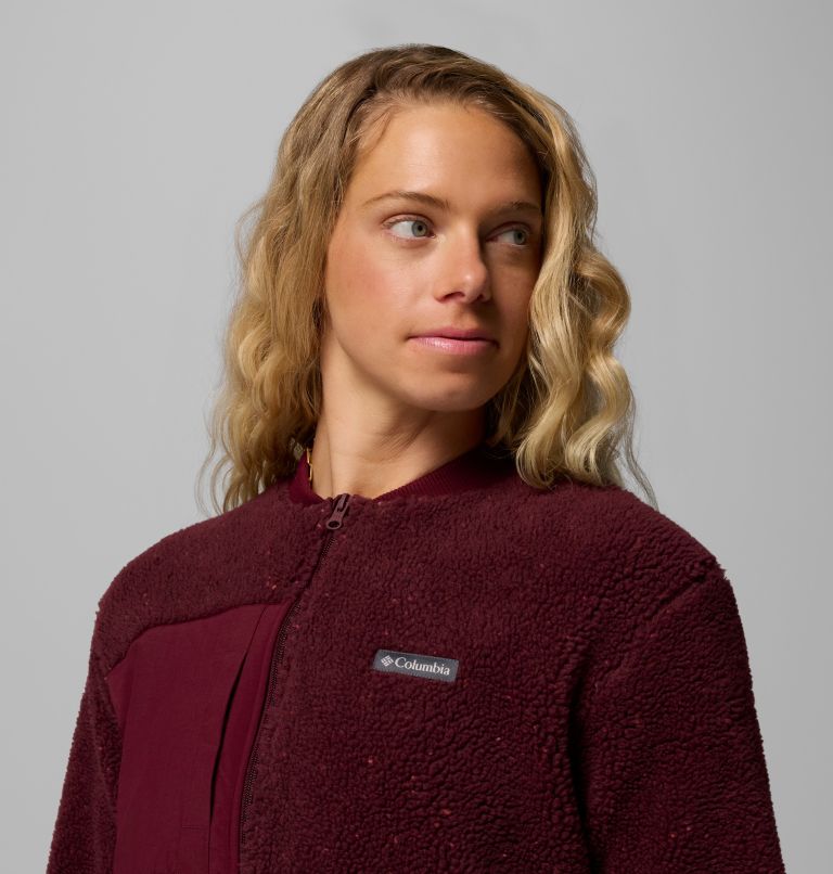 Women's Stellar Path Fleece Bomber Jacket, Color: Rich Wine, image 6