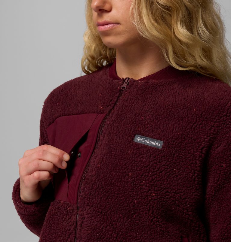 Women's Stellar Path Fleece Bomber Jacket, Color: Rich Wine, image 7