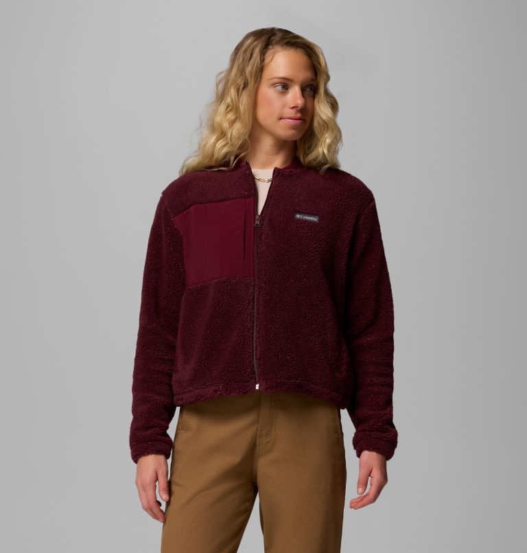 Women's Stellar Path Fleece Bomber Jacket, Color: Rich Wine, image 1
