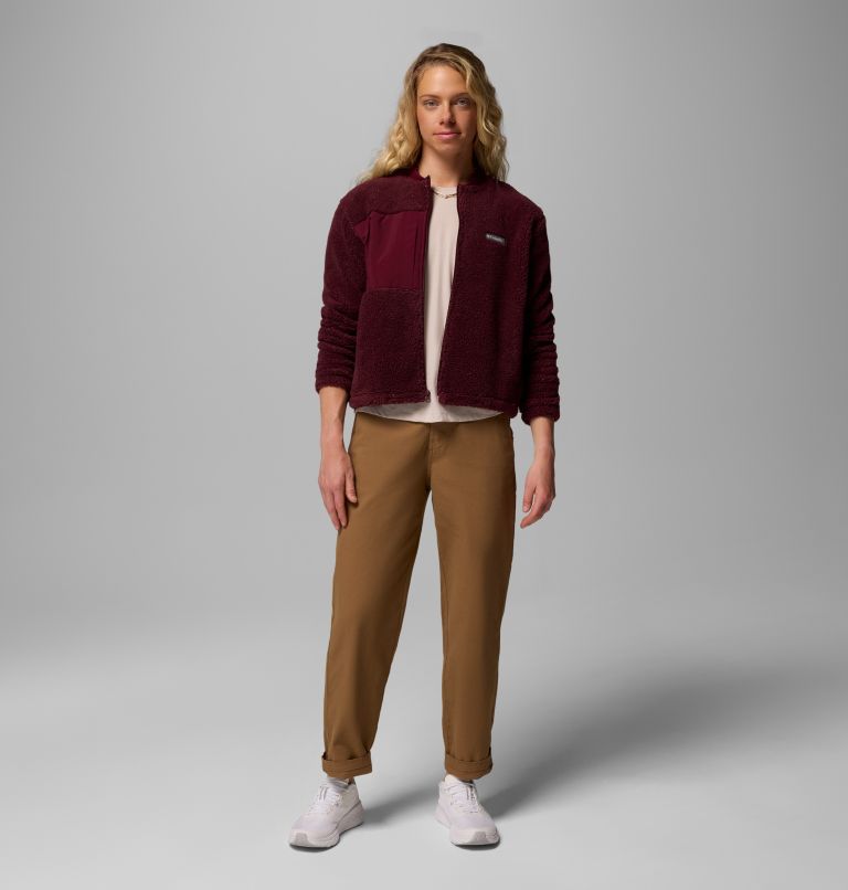 Women's Stellar Path Fleece Bomber Jacket, Color: Rich Wine, image 2
