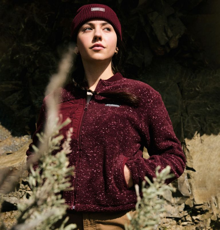 Women's Stellar Path Fleece Bomber Jacket, Color: Rich Wine, image 10
