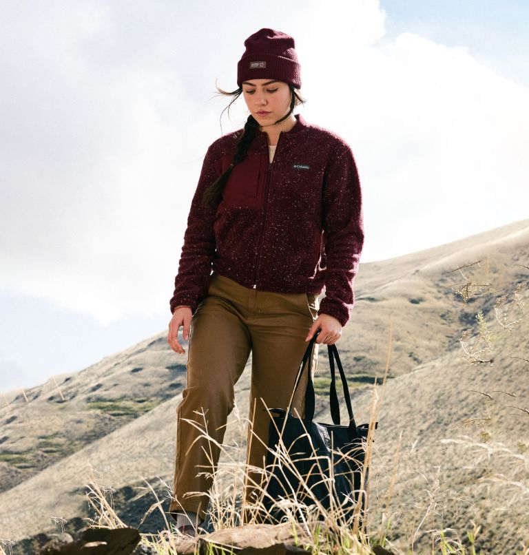 Women's Stellar Path Fleece Bomber Jacket, Color: Rich Wine, image 11