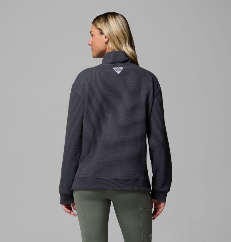 Women's PFG Open Water Mock Neck Long Sleeve Shirt, Color: Shark, image 3