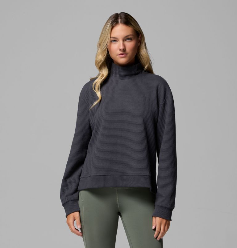 Women's PFG Open Water Mock Neck Long Sleeve Shirt, Color: Shark, image 1