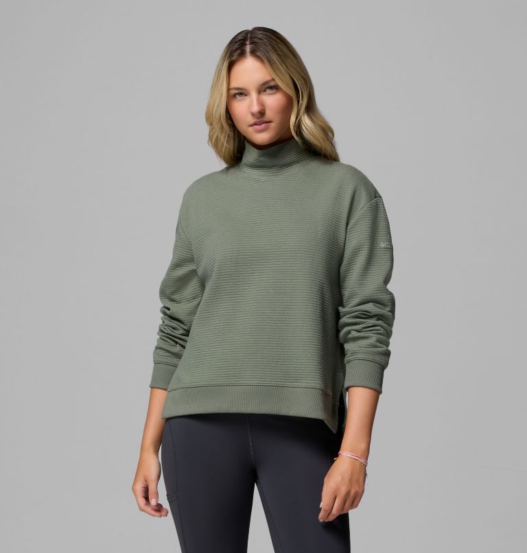 Women's PFG Open Water Mock Neck Long Sleeve Shirt, Color: Cypress, image 1