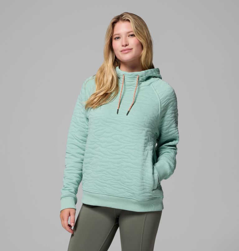 Women's PFG Open Water Quilted Hoodie, Color: Misty Jade, image 1
