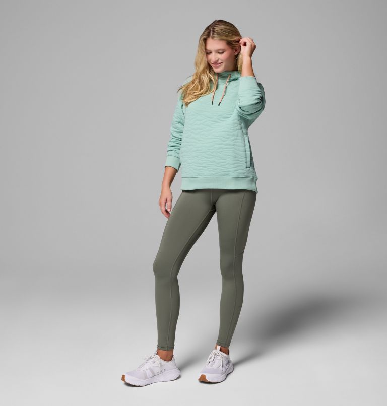 Women's PFG Open Water Quilted Hoodie, Color: Misty Jade, image 2