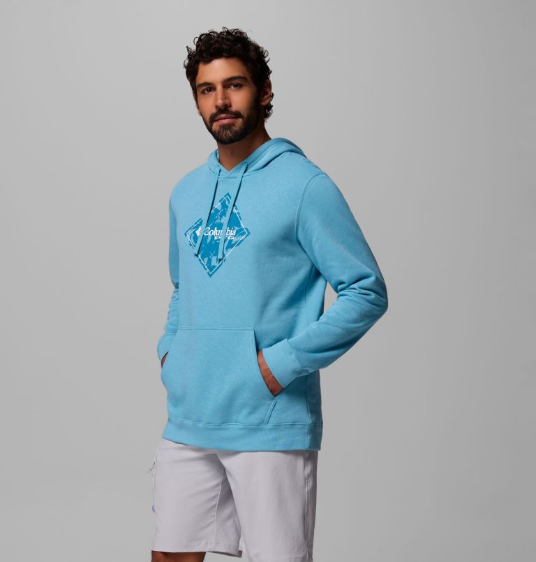 Men's PFG Diamond Fill Hoodie, Color: Vintage Blue, Diamond Fill, image 4