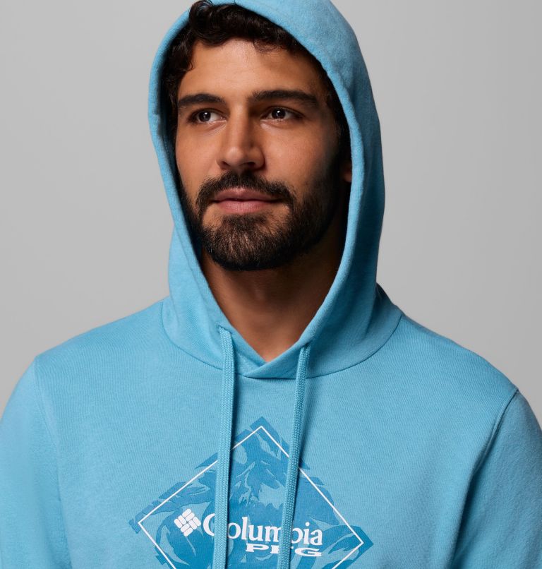 Men's PFG Diamond Fill Hoodie, Color: Vintage Blue, Diamond Fill, image 5
